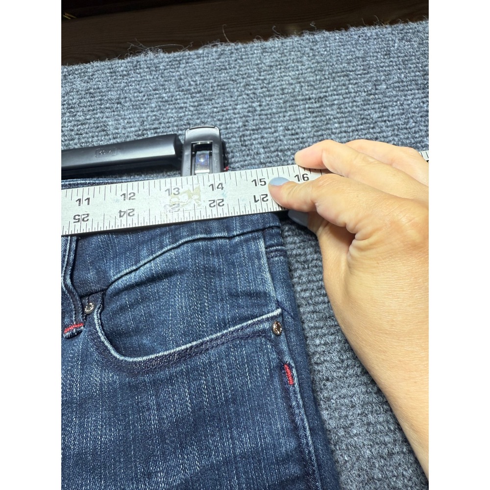 White House Black Market The Skinny Ankle Jeans Women 8P Blue Button Hem - Picture 11 of 12